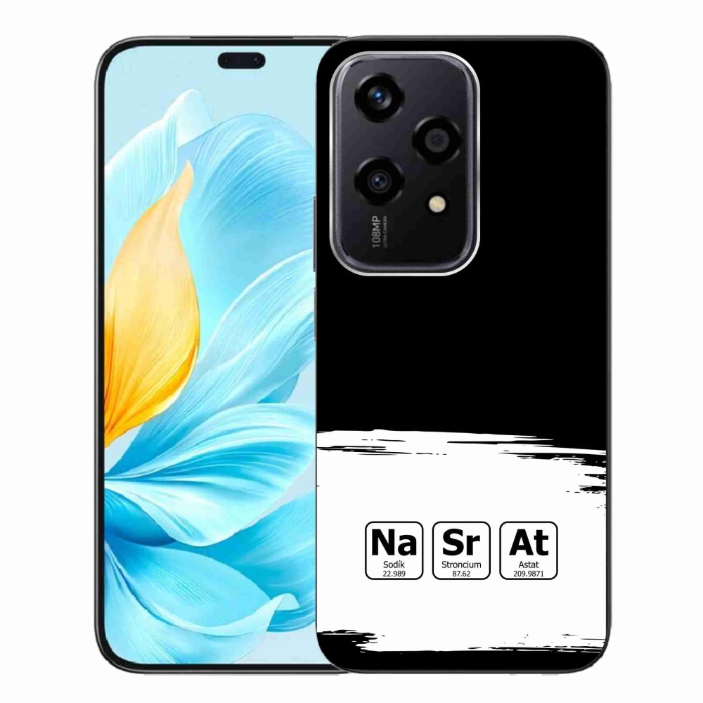 Gelový kryt mmCase na Honor 200 Lite 5G - chemické prvky bíločerné pozadí