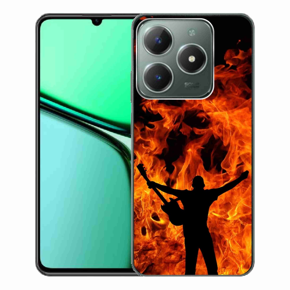 Gelový kryt mmCase na Realme C61 - muzikant a oheň