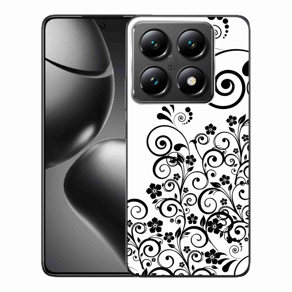 Gelový kryt mmCase na Xiaomi 14T Pro - černobílé květinové vzory