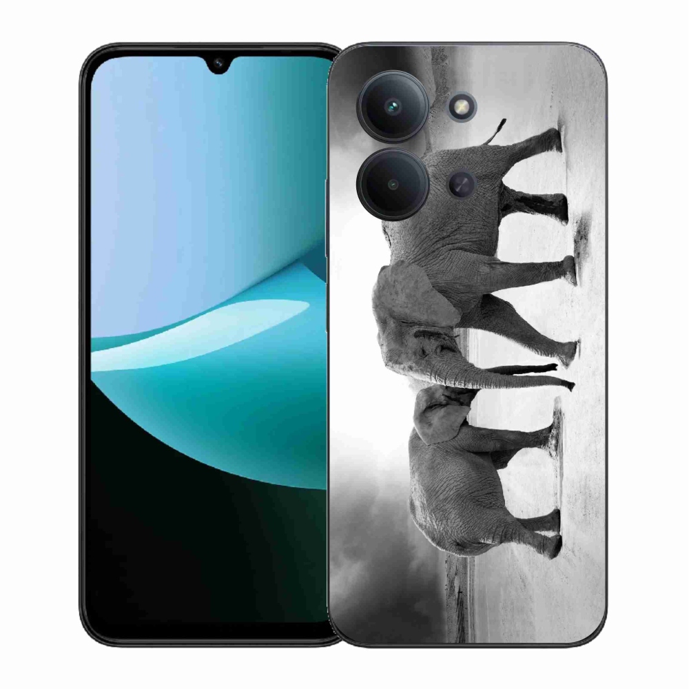 Gelový kryt mmCase na Xiaomi Redmi 15C 4G (171mm)/Poco C85 4G (171mm) - černobílí sloni