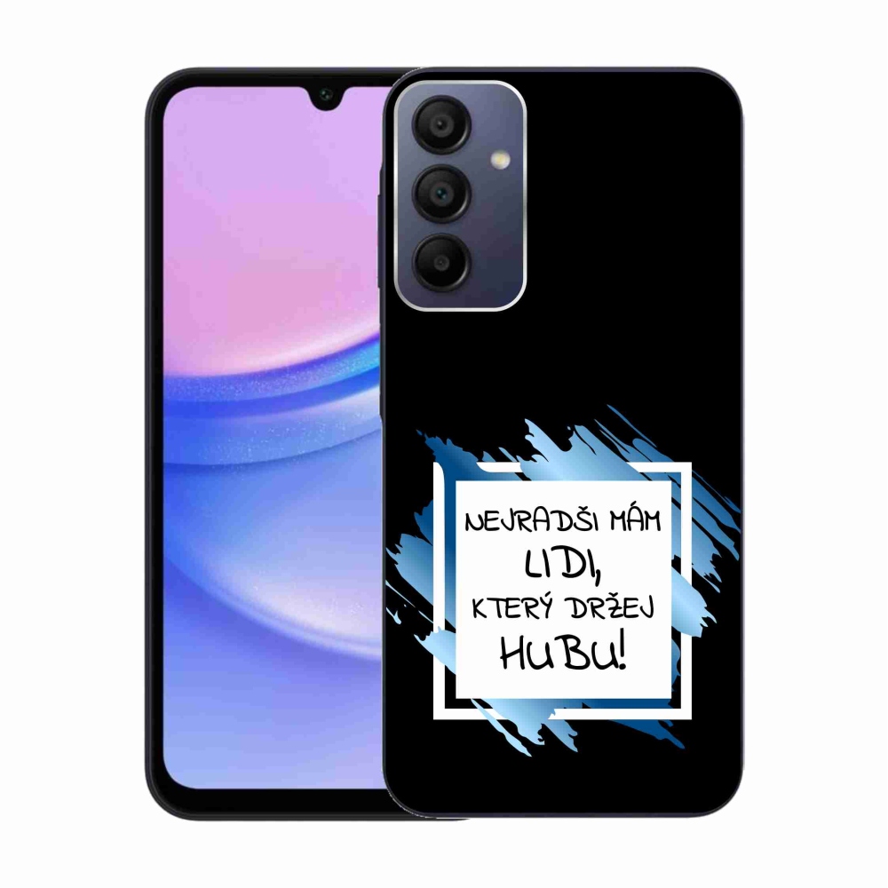 Gelový kryt mmCase na Samsung Galaxy A15 4G/5G - vtipný text 7 bíločerné pozadí