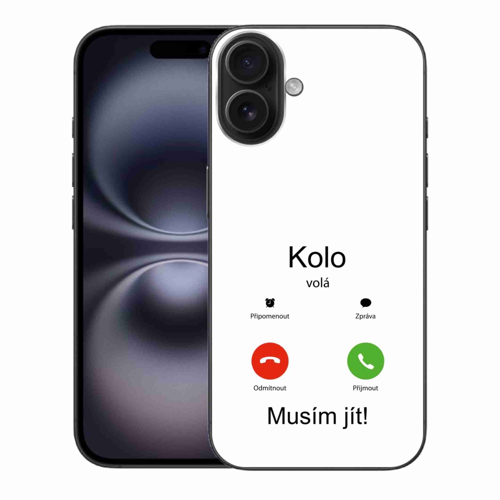 Gelový kryt mmCase na iPhone 16 Plus - kolo volá bílé pozadí