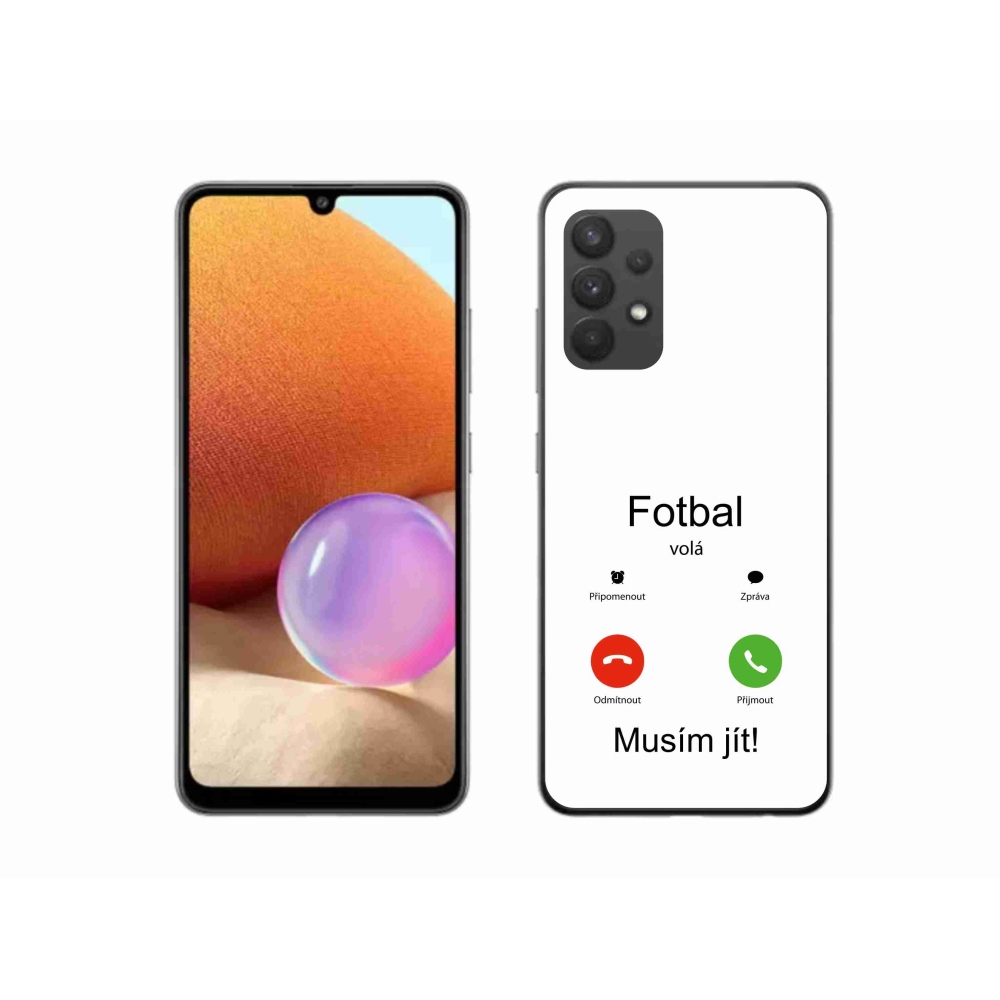 Gelový kryt mmCase na Samsung Galaxy A32 4G - fotbal volá bílé pozadí