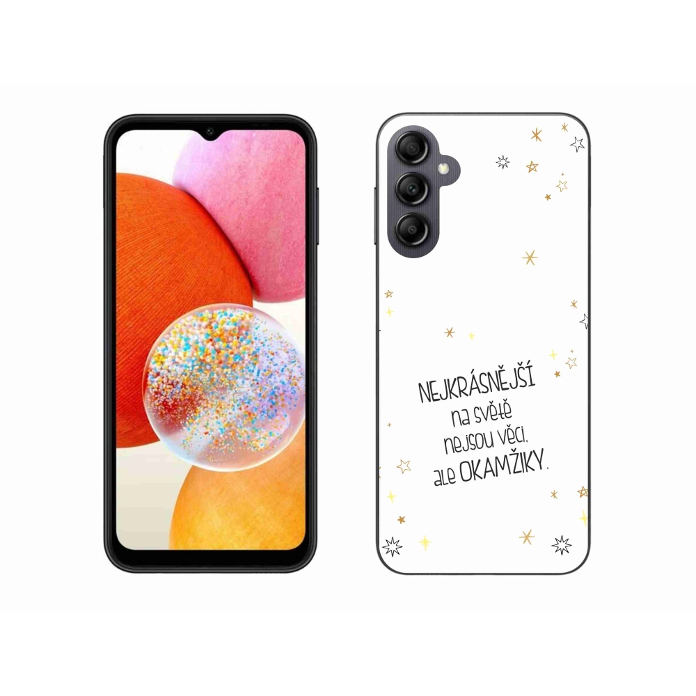 Gelový kryt mmCase na Samsung Galaxy A14 4G/5G - citát 4 bílé pozadí