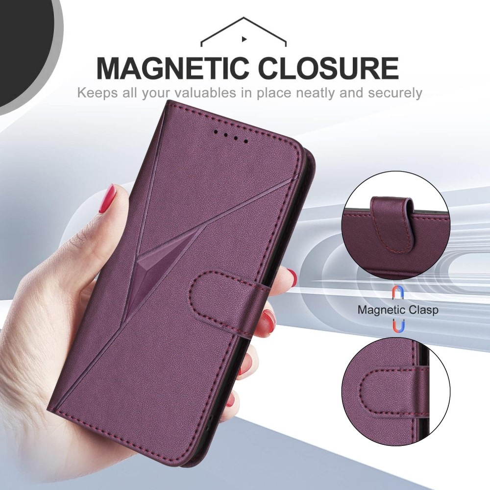 Triangles knížkové pouzdro na Realme 14 5G - tmavěfialové