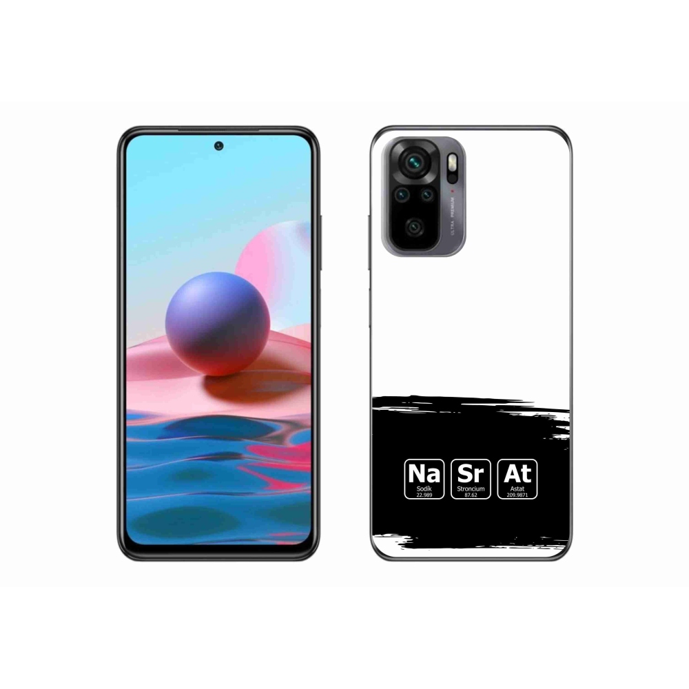 Gelový kryt mmCase na Xiaomi Redmi Note 10S - chemické prvky černobílé pozadí
