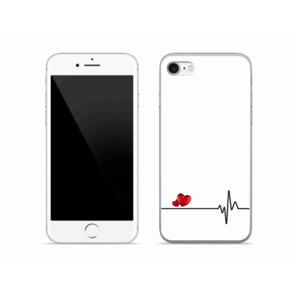 Gelový kryt mmCase na iPhone SE (2022) - srdce a tep bílé pozadí