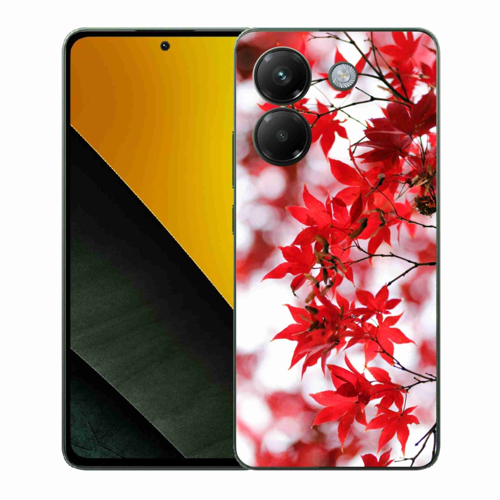Gelový kryt mmCase na Xiaomi Poco M7 Pro 5G - červené listy
