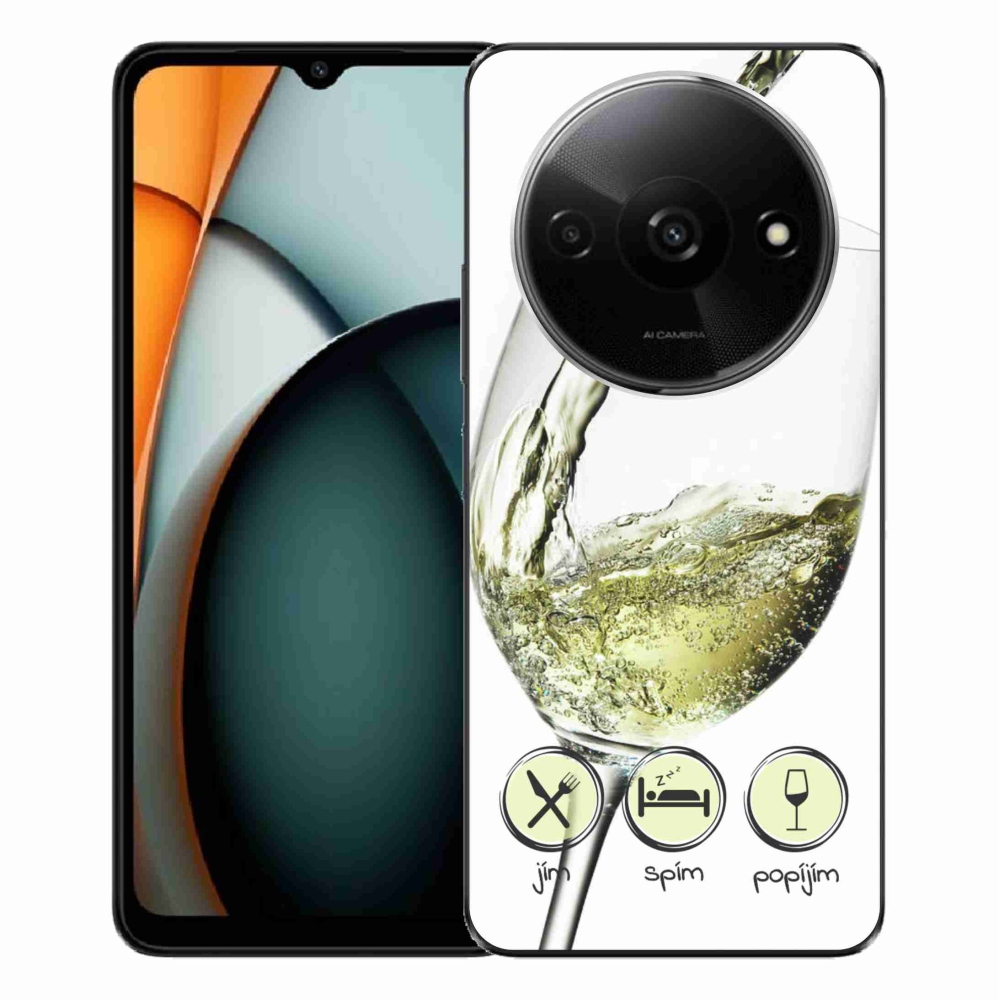 Gelový obal mmCase na Xiaomi Redmi A3 - sklenička vína bílé