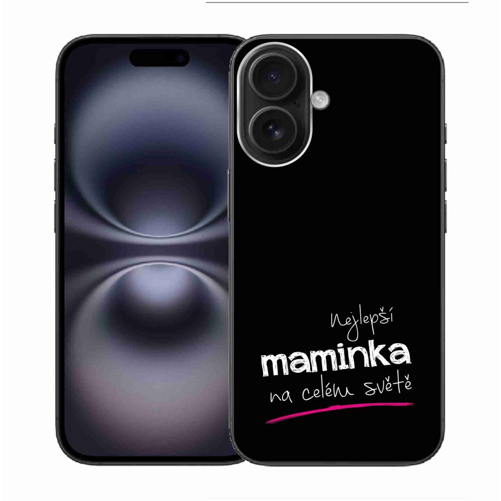 Gelový kryt mmCase na iPhone 16 - nejlepší maminka 4 černé pozadí