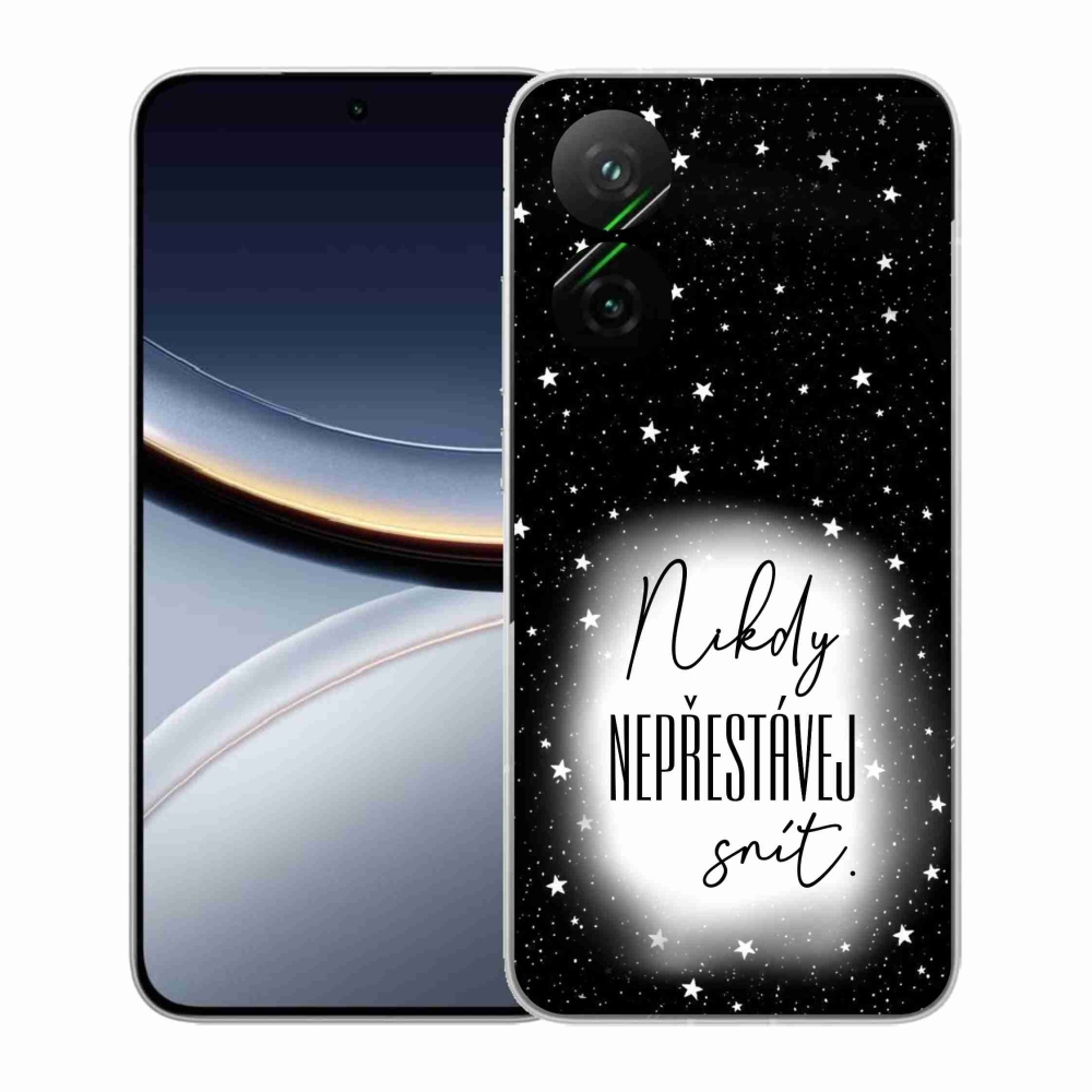 Gelový kryt mmCase na Xiaomi Poco F7 5G - citát 1 bíločerné pozadí