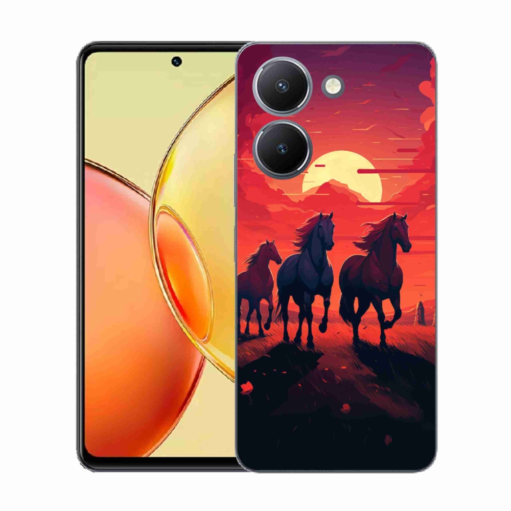 Gelový kryt mmCase na Vivo Y36 - koně a západ slunce