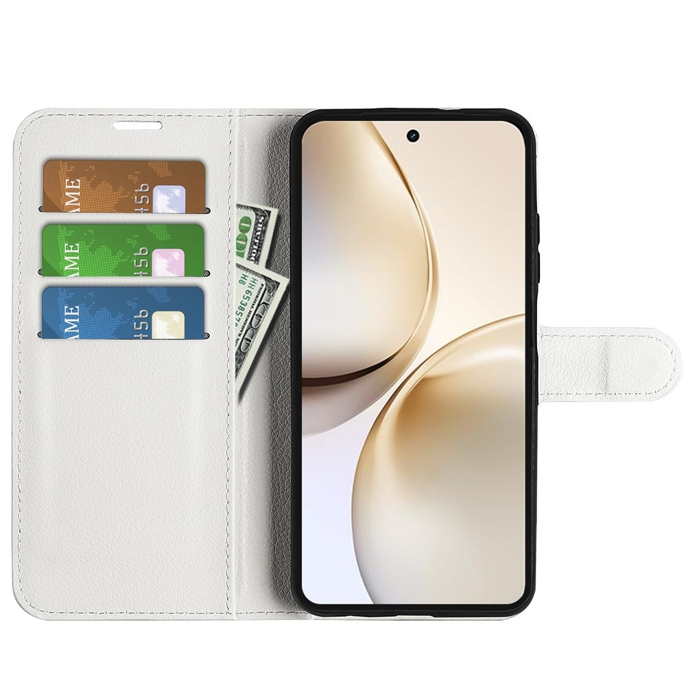 Litchi knížkové pouzdro na Realme 14 Pro+ 5G - bílé