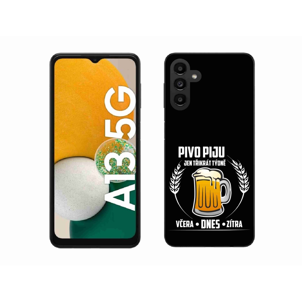 Gelový kryt mmCase na Samsung Galaxy A13 5G - pivní motiv černé pozadí