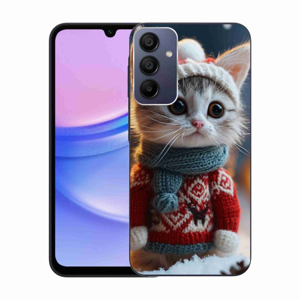 Gelový kryt mmCase na Samsung Galaxy A15 4G/5G - kotě ve svetru