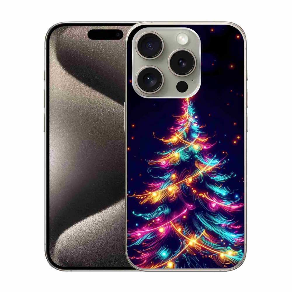 Gelový kryt mmCase na iPhone 15 Pro - neonový vánoční stromek