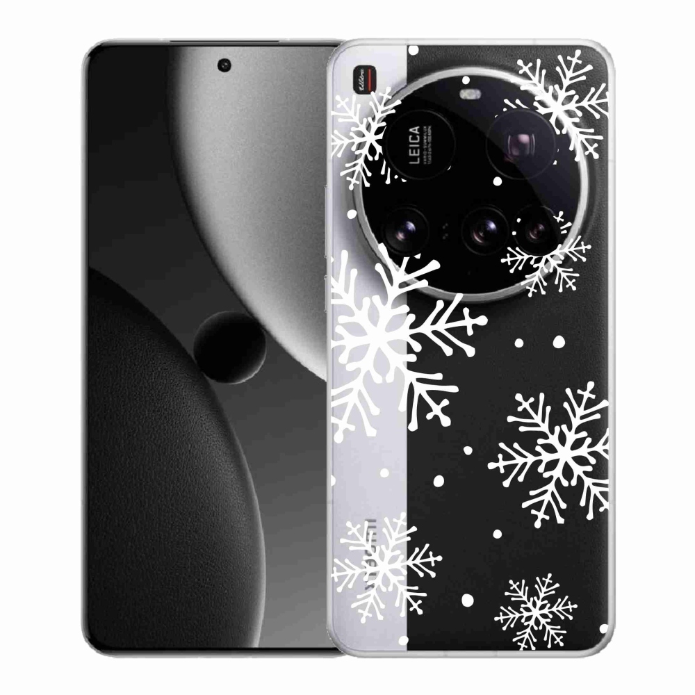 Gelový kryt mmCase na Xiaomi 15 Ultra - bílé vločky na průhledném pozadí