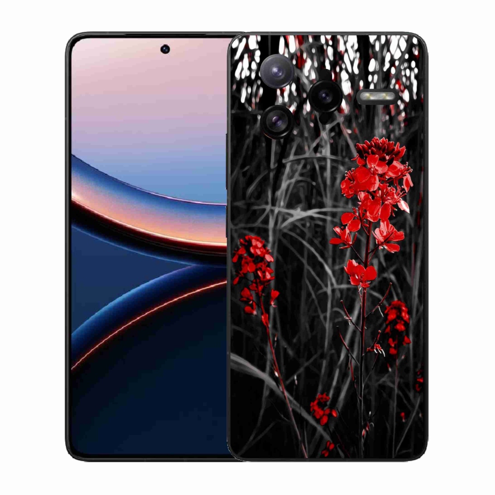 Gelový kryt mmCase na Xiaomi Poco F7 Ultra - červená rostlina