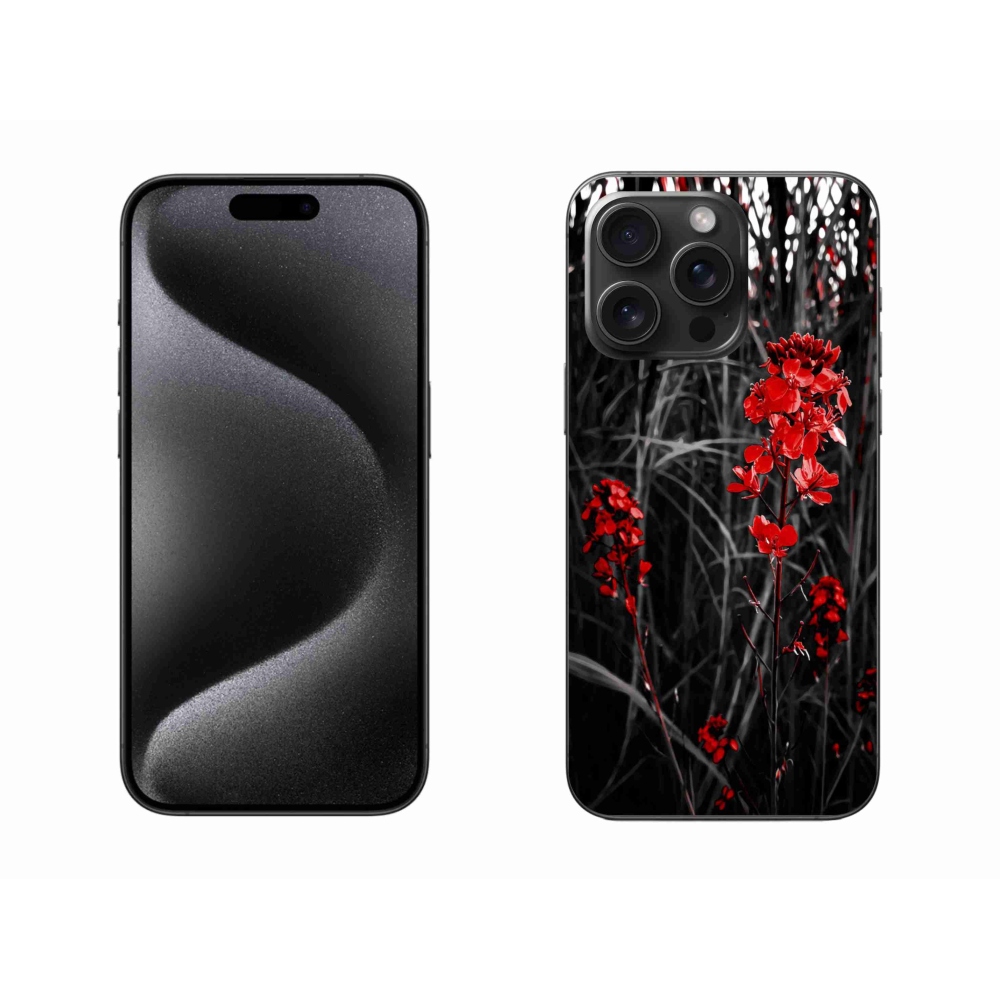 Gelový kryt mmCase na iPhone 15 Pro Max - červená rostlina