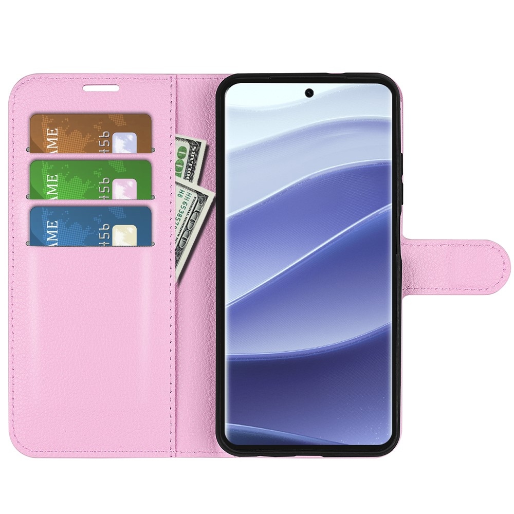 Litchi knížkové pouzdro na Xiaomi Redmi Note 14 Pro 5G/Poco X7 5G - růžové