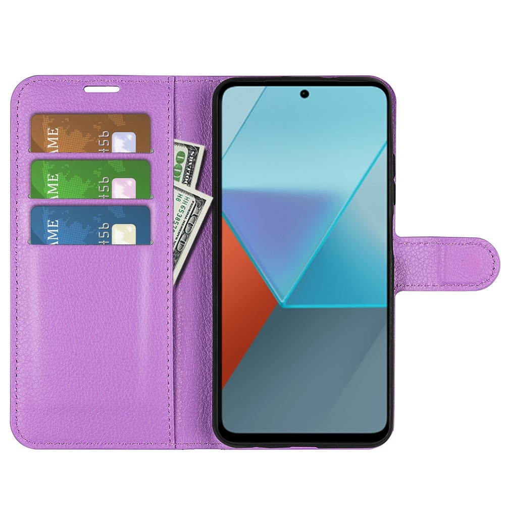 Litchi knížkové pouzdro na Xiaomi Redmi Note 13 Pro 5G/Poco X6 5G - fialové