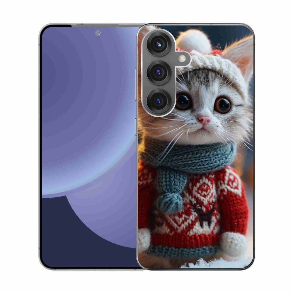 Gelový kryt mmCase na Samsung Galaxy S25 - kotě ve svetru