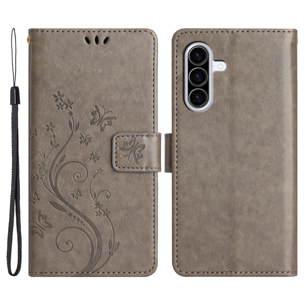 Flowers knížkové pouzdro na Samsung Galaxy A26 5G - šedé