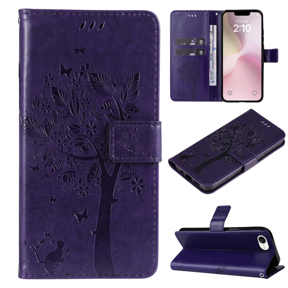 Trees knížkové pouzdro na iPhone 16e - tmavěfialové