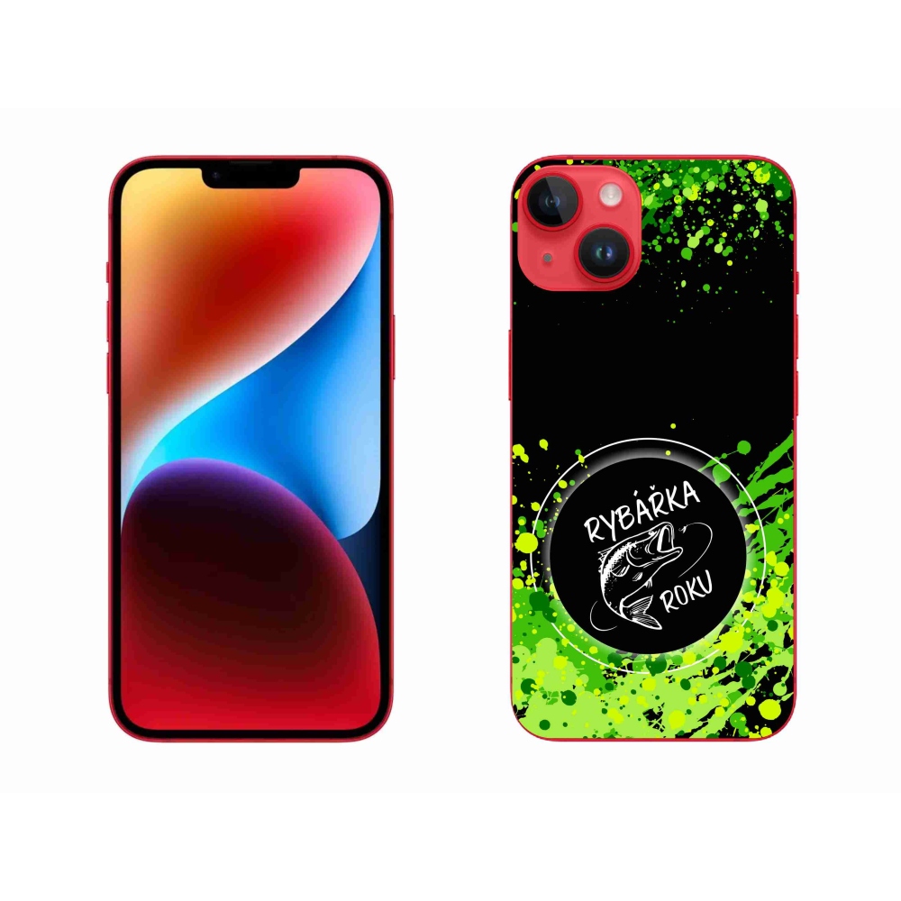 Gelový kryt mmCase na iPhone 14 Plus - rybářka roku černé pozadí