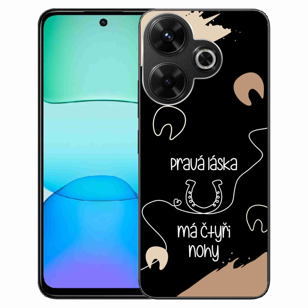 Gelový kryt mmCase na Xiaomi Redmi 13 4G/Poco M6 4G  - koňský motiv černé pozadí