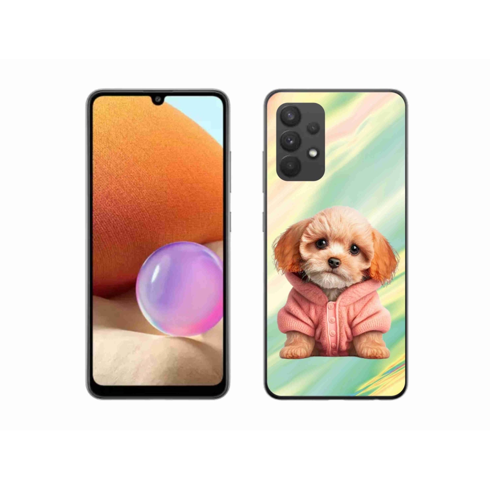 Gelový kryt mmCase na Samsung Galaxy A32 4G - štěně ve svetru