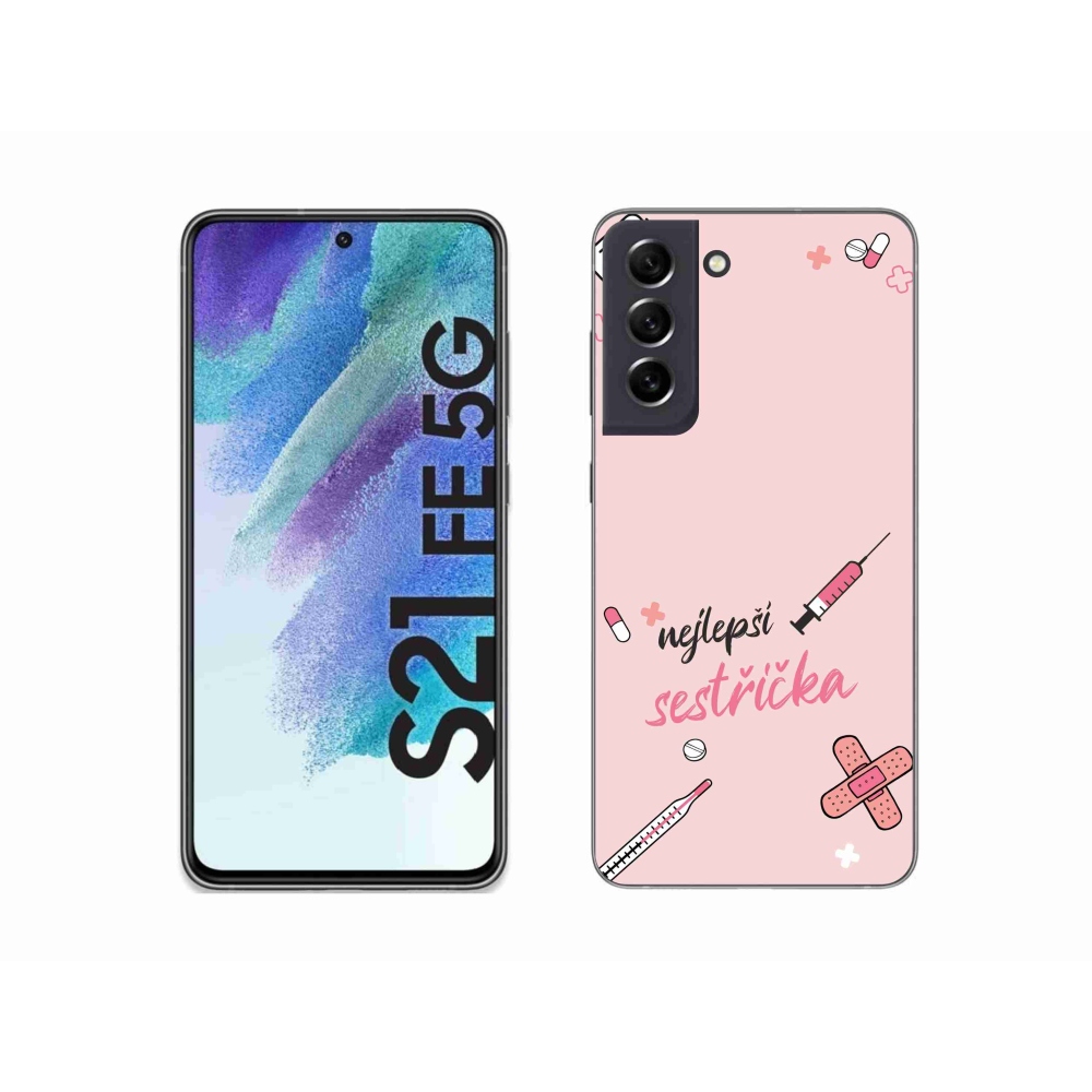 Gelový kryt mmCase na Samsung Galaxy S21 FE 5G - nejlepší sestřička růžové pozadí