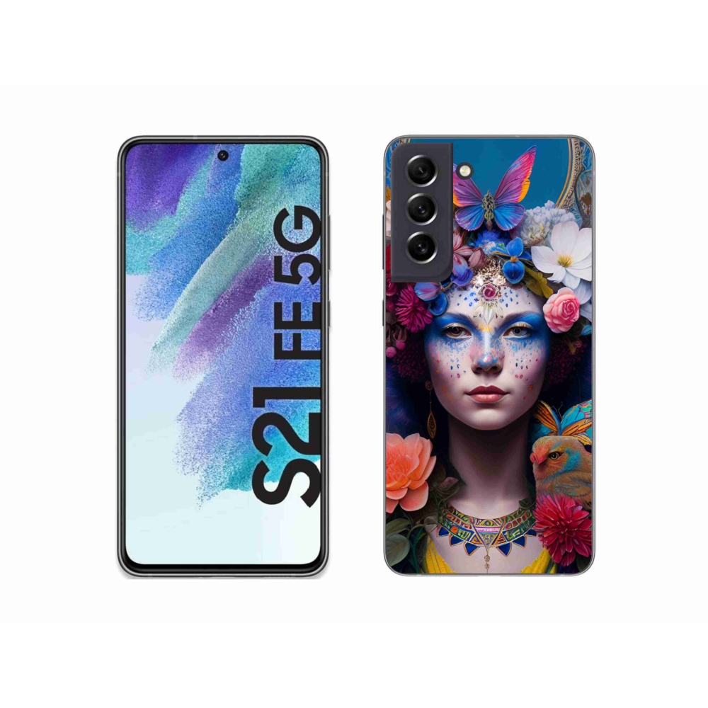 Gelový kryt mmCase na Samsung Galaxy S21 FE 5G - žena s květinami