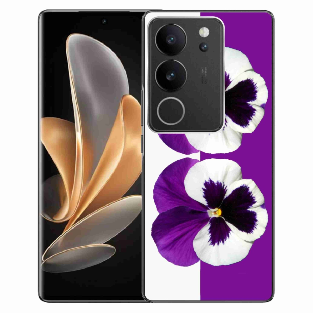 Gelový kryt mmCase na Vivo V29 5G - fialovobílý květ