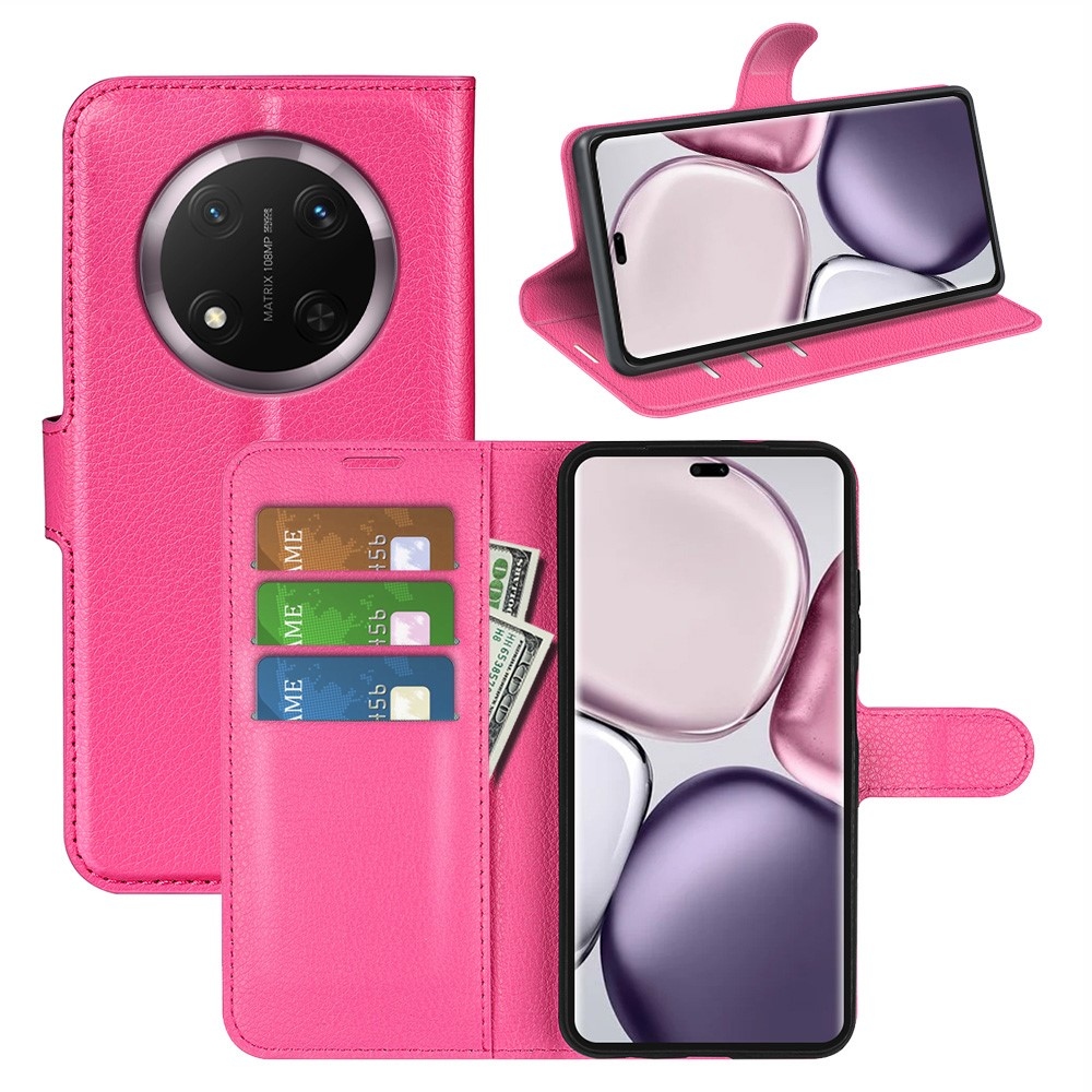 Litchi knížkové pouzdro na Honor Magic 7 Lite 5G - rose