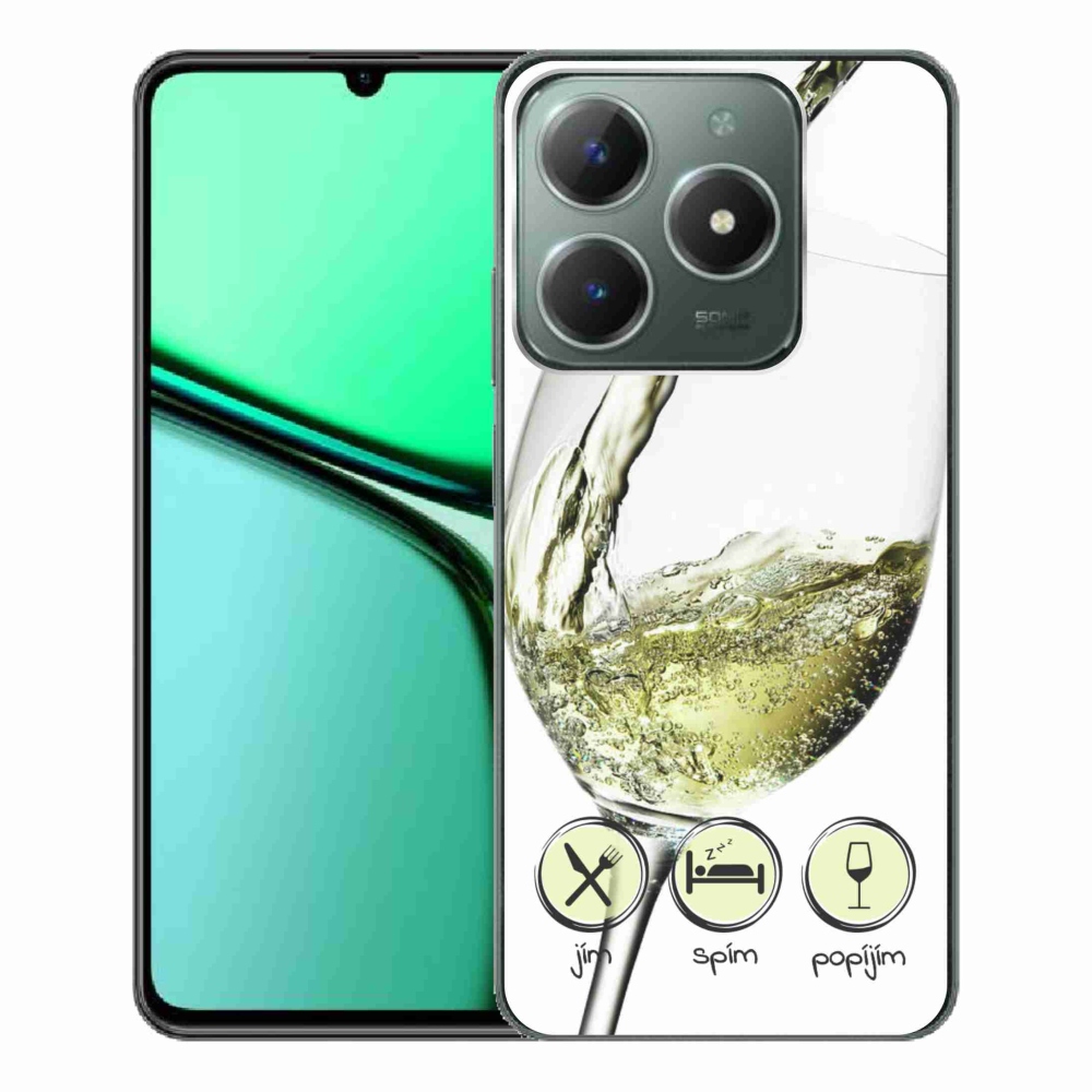 Gelový obal mmCase na Realme C61 - sklenička vína bílé