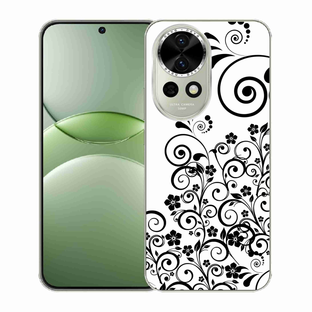 Gelový kryt mmCase na Huawei Nova 13 5G - černobílé květinové vzory