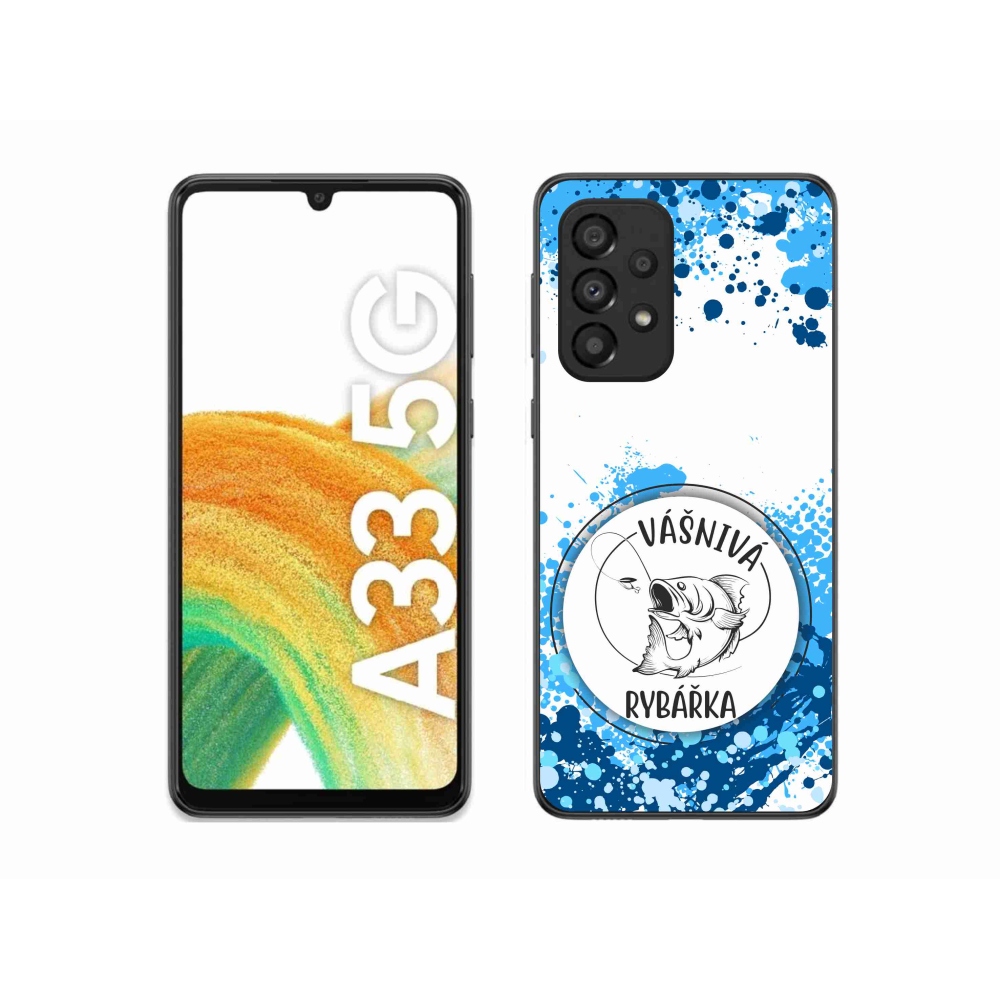 Gelový kryt mmCase na Samsung Galaxy A33 5G - vášnivá rybářka bílé pozadí