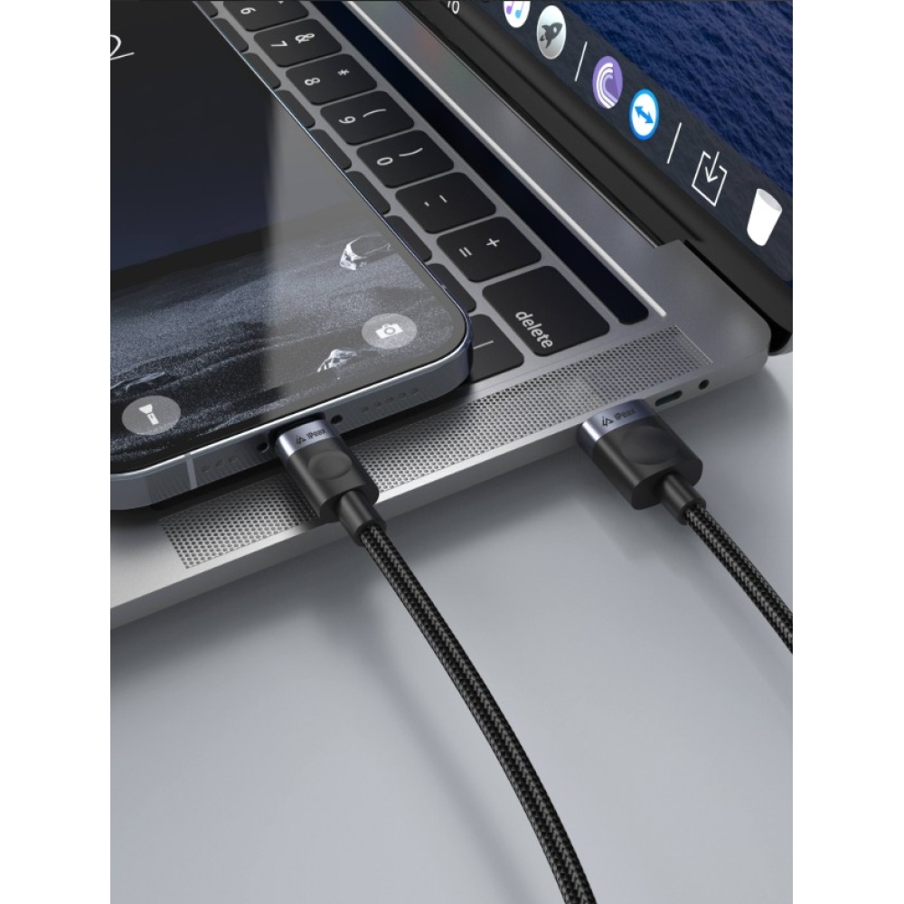 iPEAX Textilní kabel USB-A / USB-C 1,5 m, USB 2.0 - černý