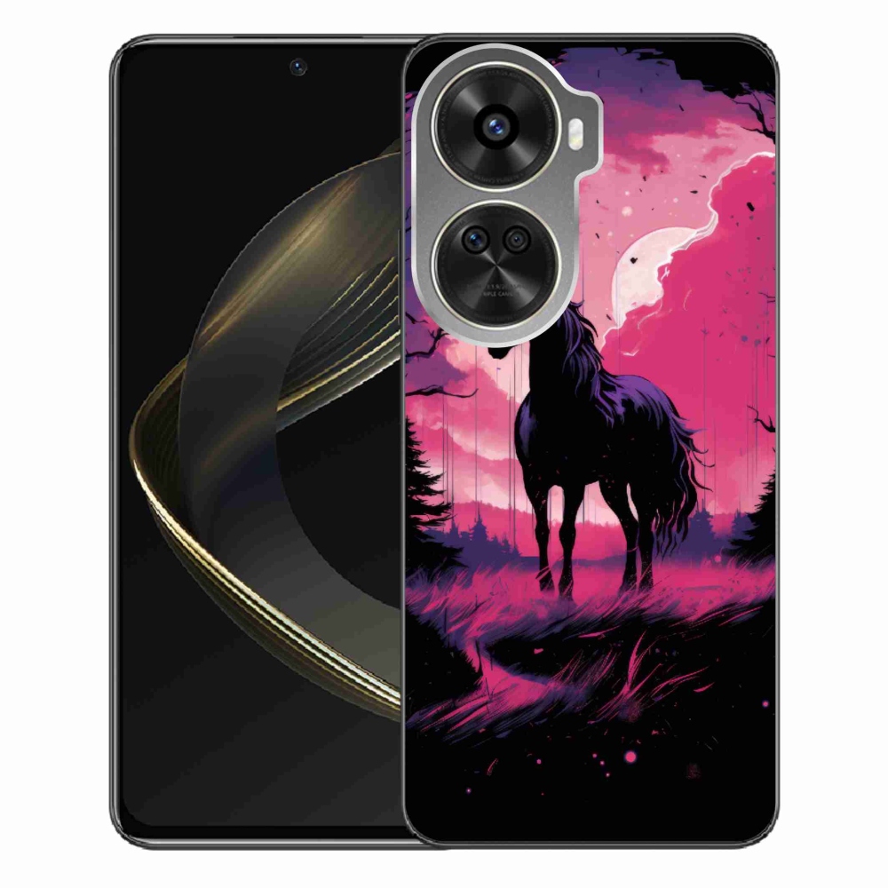 Gelový kryt mmCase na Huawei Nova 12 SE - černý kreslený kůň 1