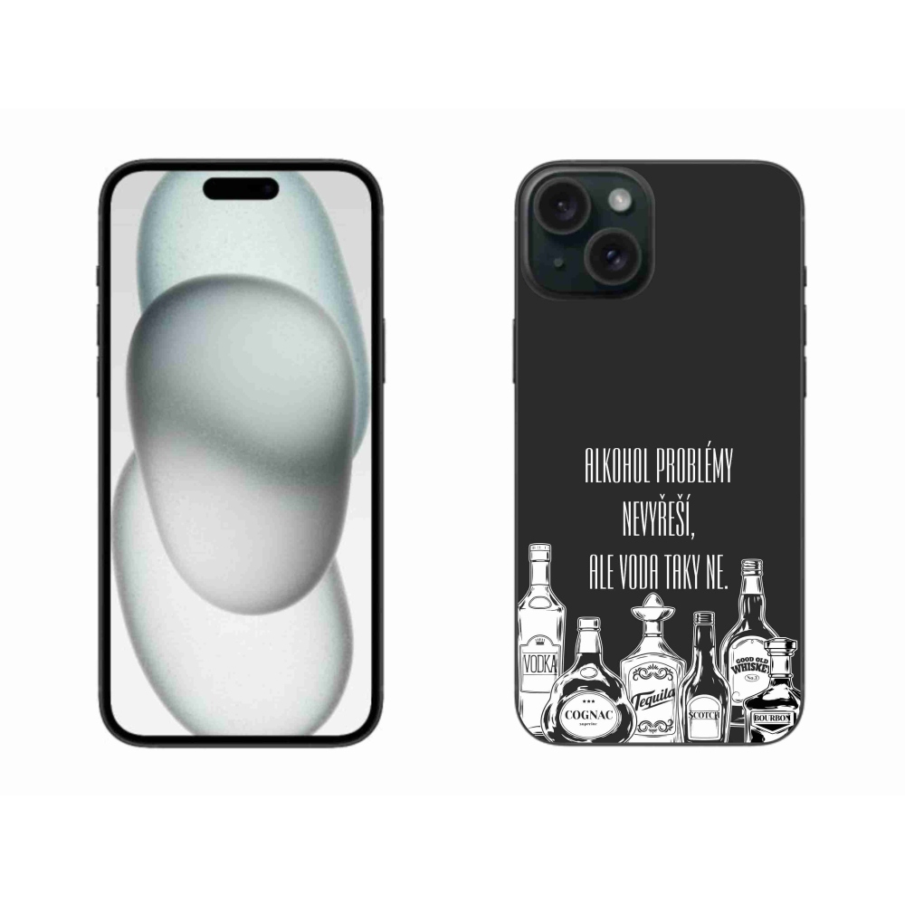 Gelový kryt mmCase na iPhone 15 Plus - vtipný text černé pozadí