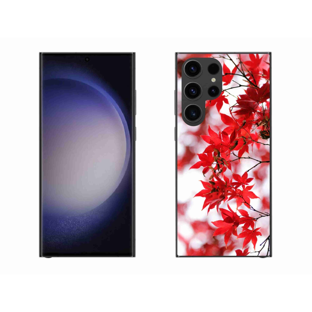 Gelový kryt mmCase na Samsung Galaxy S23 Ultra 5G - červené listy