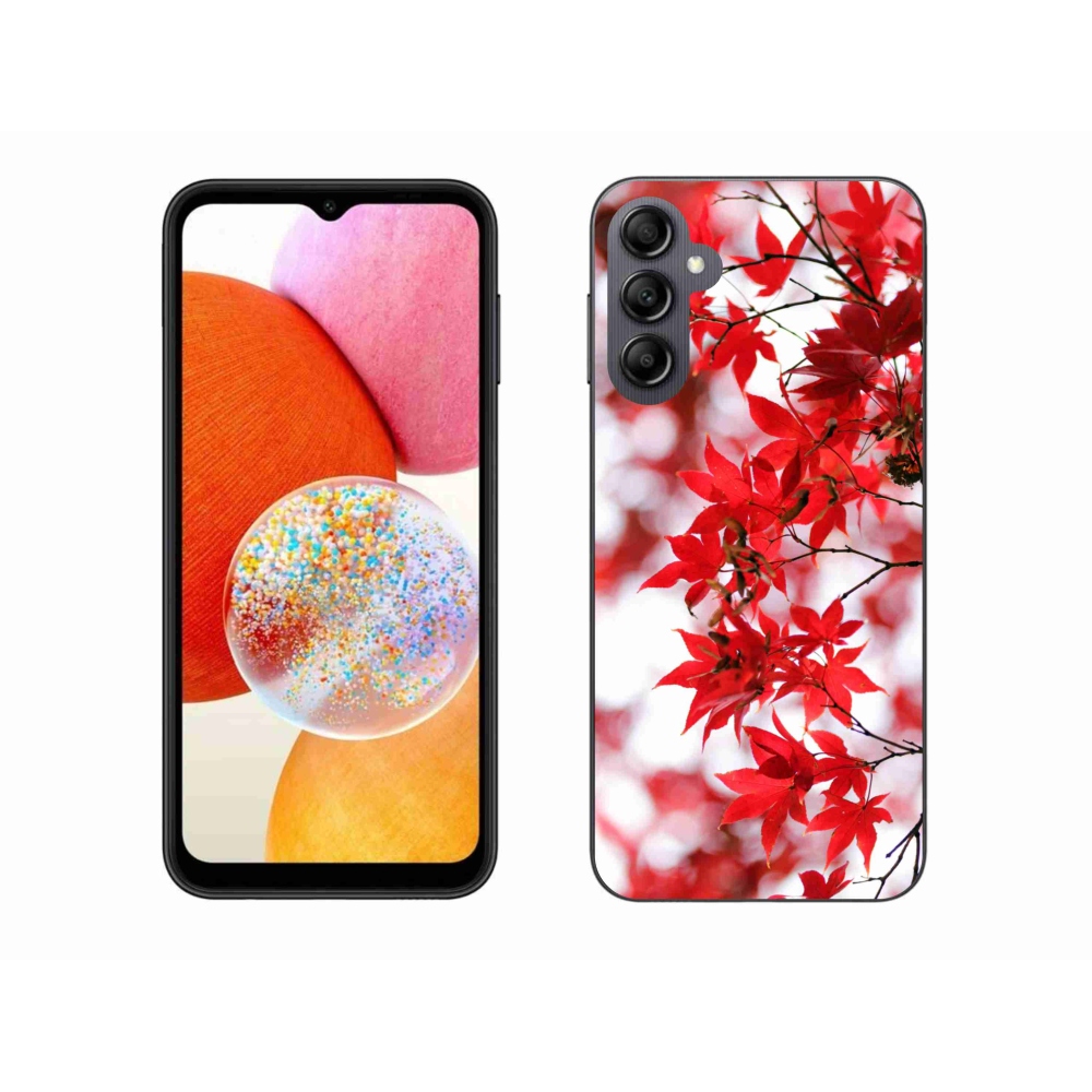 Gelový kryt mmCase na Samsung Galaxy A14 4G/5G - červené listy