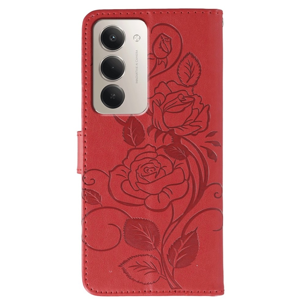 Roses knížkové pouzdro na Xiaomi Redmi 15 5G - červené