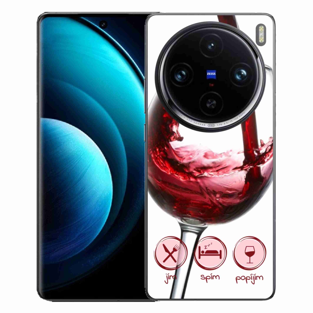 Gelový obal mmCase na Vivo X100 Pro 5G - sklenička vína červené