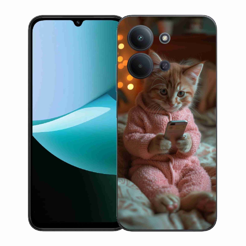 Gelový kryt mmCase na Xiaomi Redmi 15C 4G (171mm)/Poco C85 4G (171mm) - kotě s mobilem