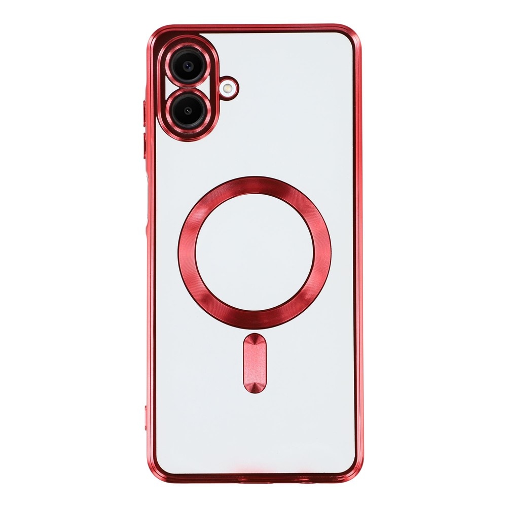 Clear obal s ochranou fotoaparátu a podporou MagSafe na Samsung Galaxy A07 4G - červený