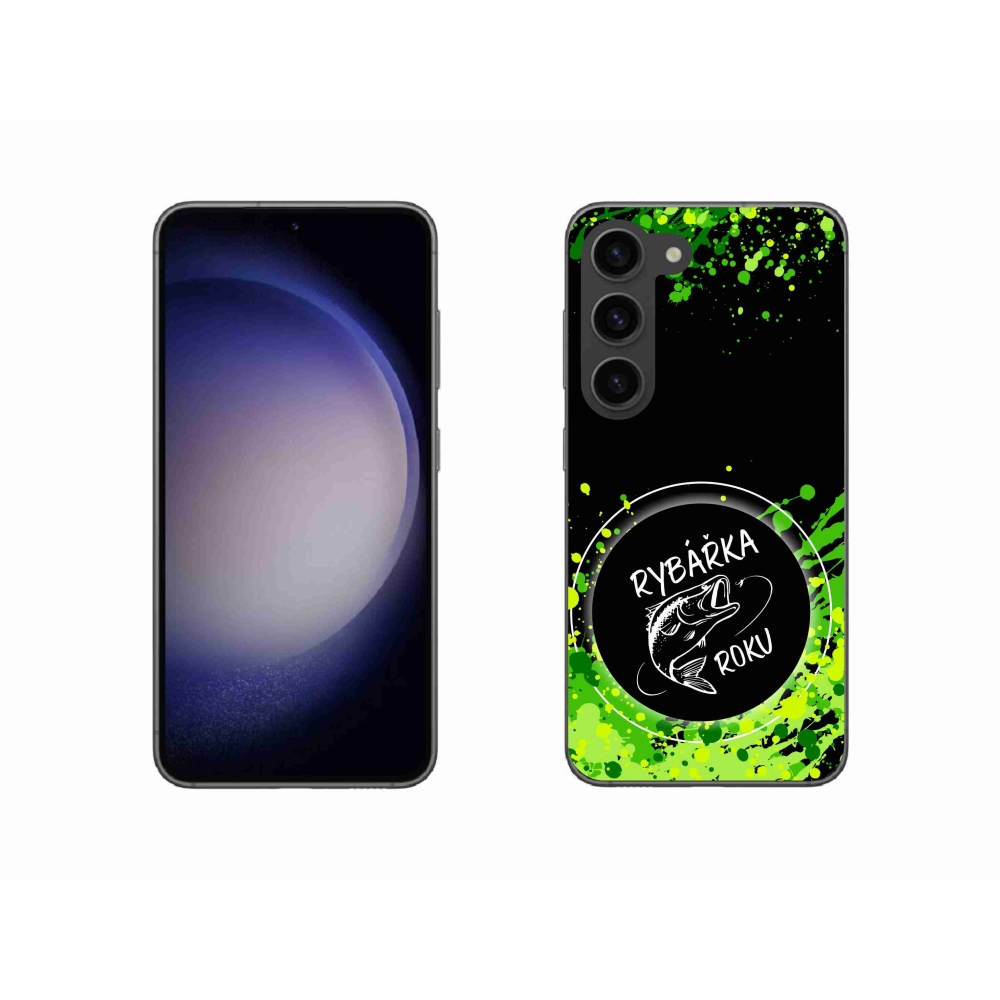 Gelový kryt mmCase na Samsung Galaxy S23 5G - rybářka roku černé pozadí