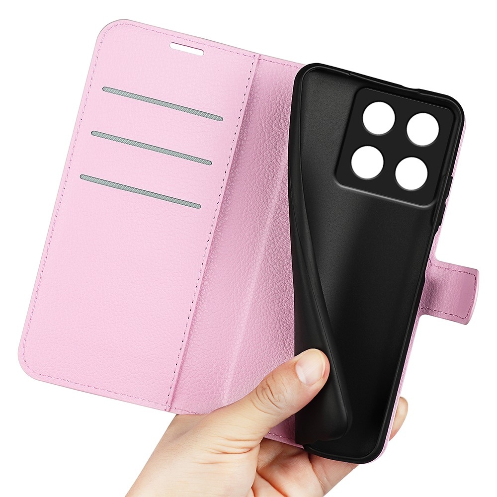 Litchi knížkové pouzdro na Xiaomi 14T Pro - růžové