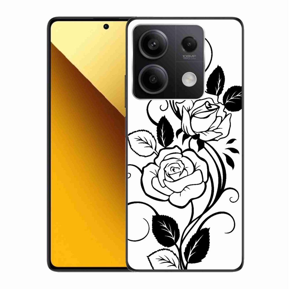 Gelový kryt mmCase na Xiaomi Redmi Note 13 5G - černobílá růže